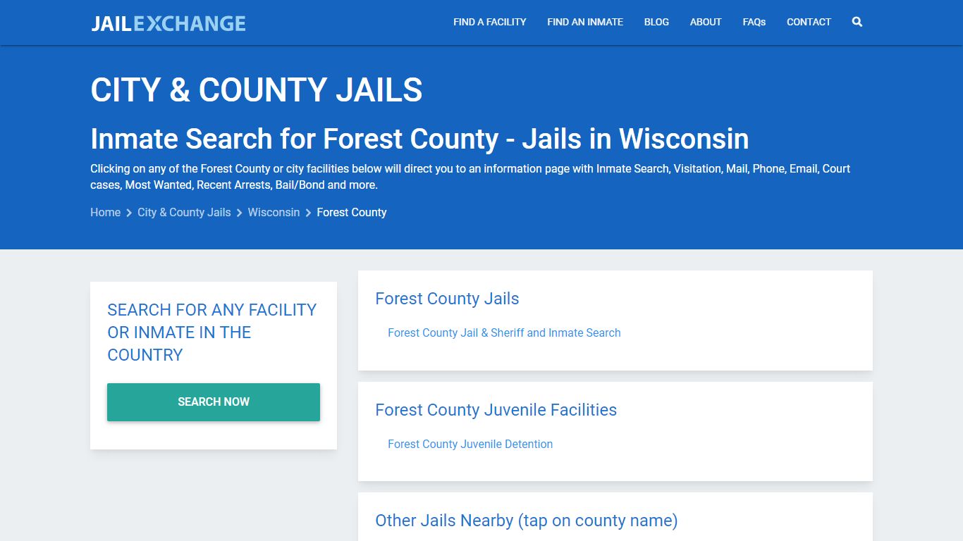 Inmate Search for Forest County | Jails in Wisconsin - Jail Exchange