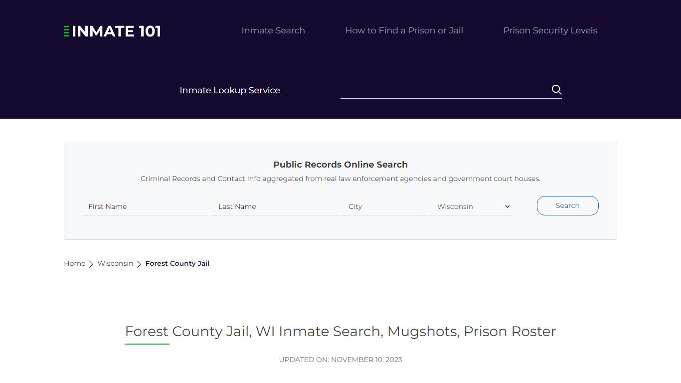 Forest County Jail, WI Inmate Search, Mugshots, Prison Roster